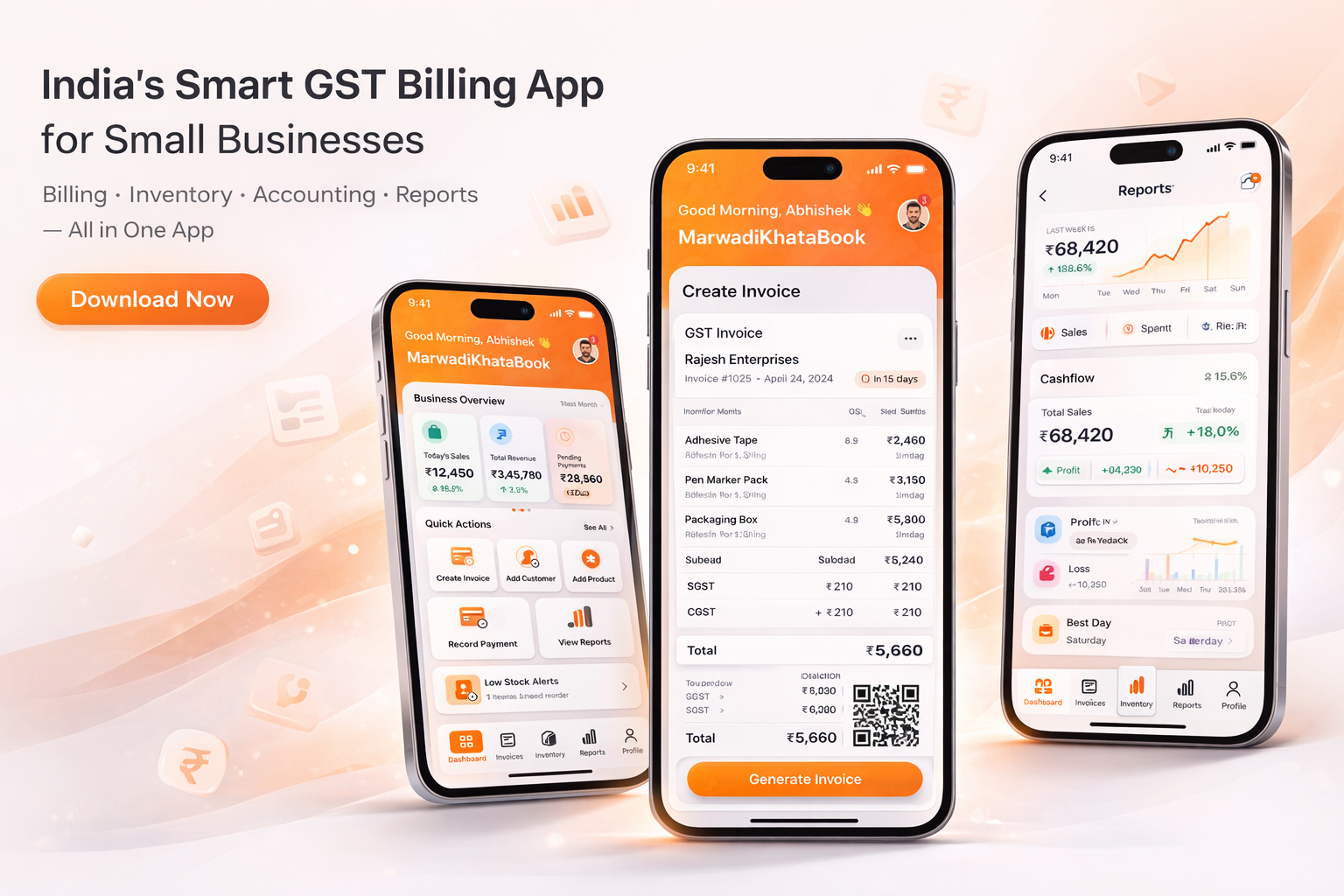 MarwadiKhataBook Mobile App - GST Billing & Accounting